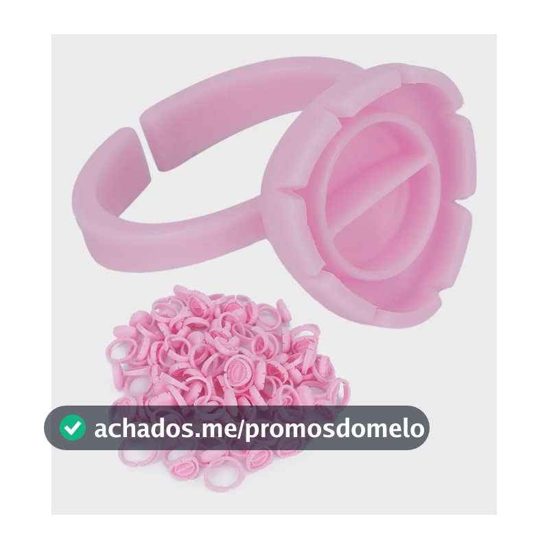 200 Anel Batoque Porta Cola Para Extensão De Cilios Rosa