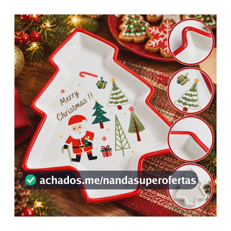 Petisqueira De Natal Árvore Em Cerâmica Papai Noel Natalina Vermelho