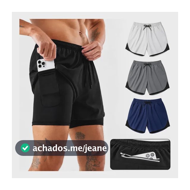 Bermuda Masculina 2 Em 1 Shorts Compressão Dupla Academia