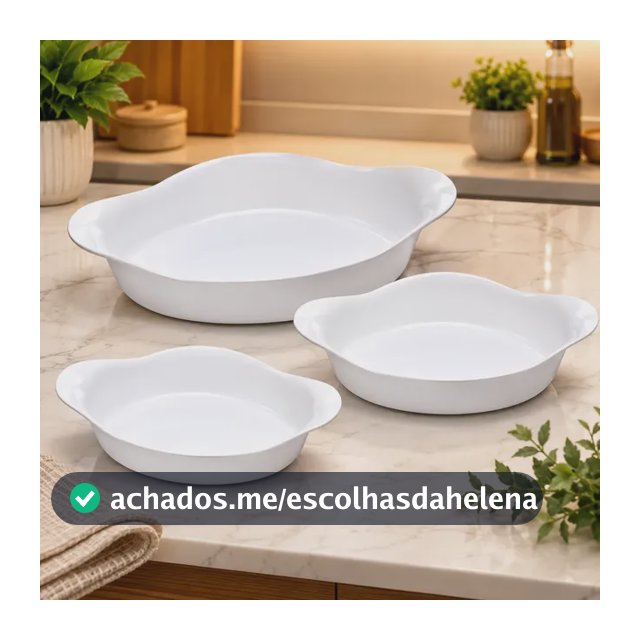 Marinex Conjunto De Assadeiras Oval Opaline 3 Peças Branco Branco
