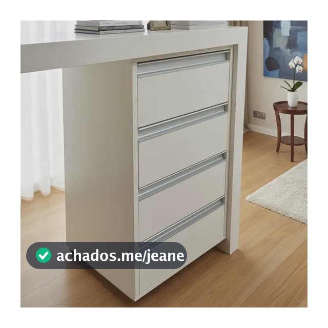 Gaveteiro Mdf C/4 Gavetas Branco C/rodizio Escritório 70cm Branco