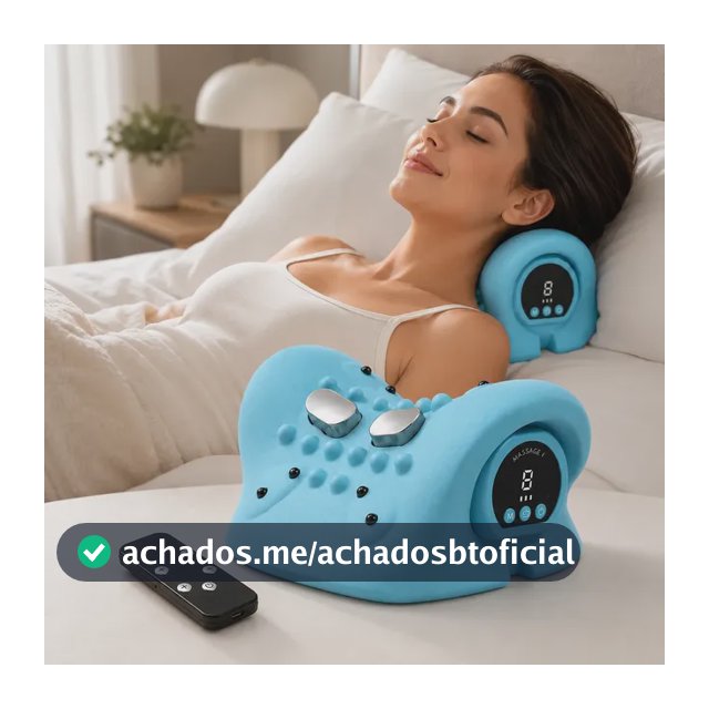 Almofada Massageadora Cervical Massageador Pescoço Sem Fio Azul-celeste 127/220v