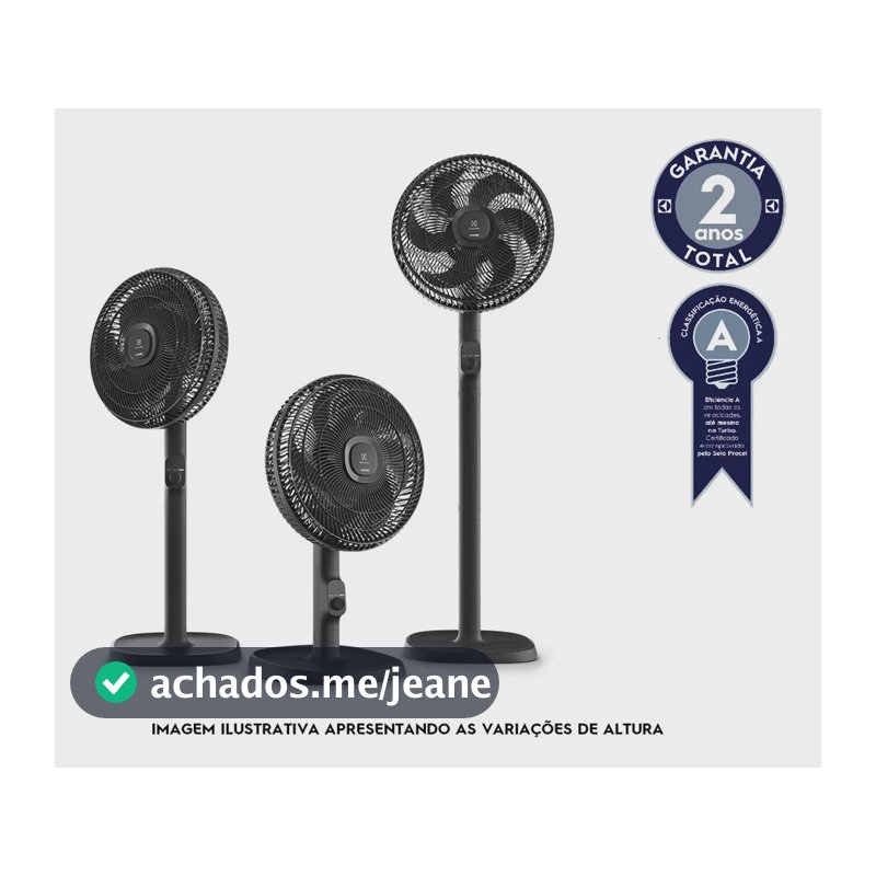 Ventilador Coluna Torre ou Mesa 40cm 6 Pás Electrolux silencioso 3 velocidades com inclinação Duoforce Air+ EFS40 Preto