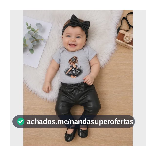 Conjunto Bebê Menina Bailarina Calça Preta Com Laço Faixinha C. Cinza Bailarina De Saia- Saruel Cirre G- 7-11 Meses