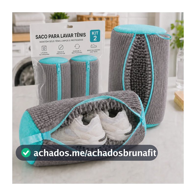 Kit 2 Sacos Para Lavar Tênis E Sapatos Em Máquina De Lavar – Saco Telado Anti-Impacto Com Fechamento Em Zíper