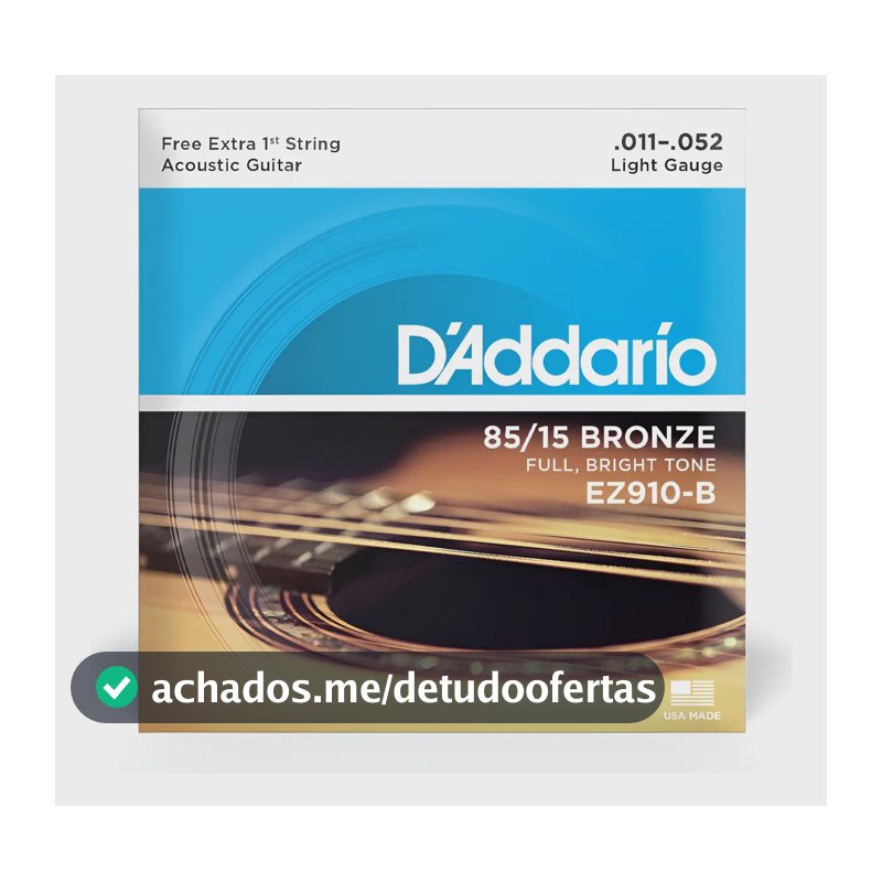 Encordoamento Violão Aço Daddario Ez910b 011 Bronze Mi Extra