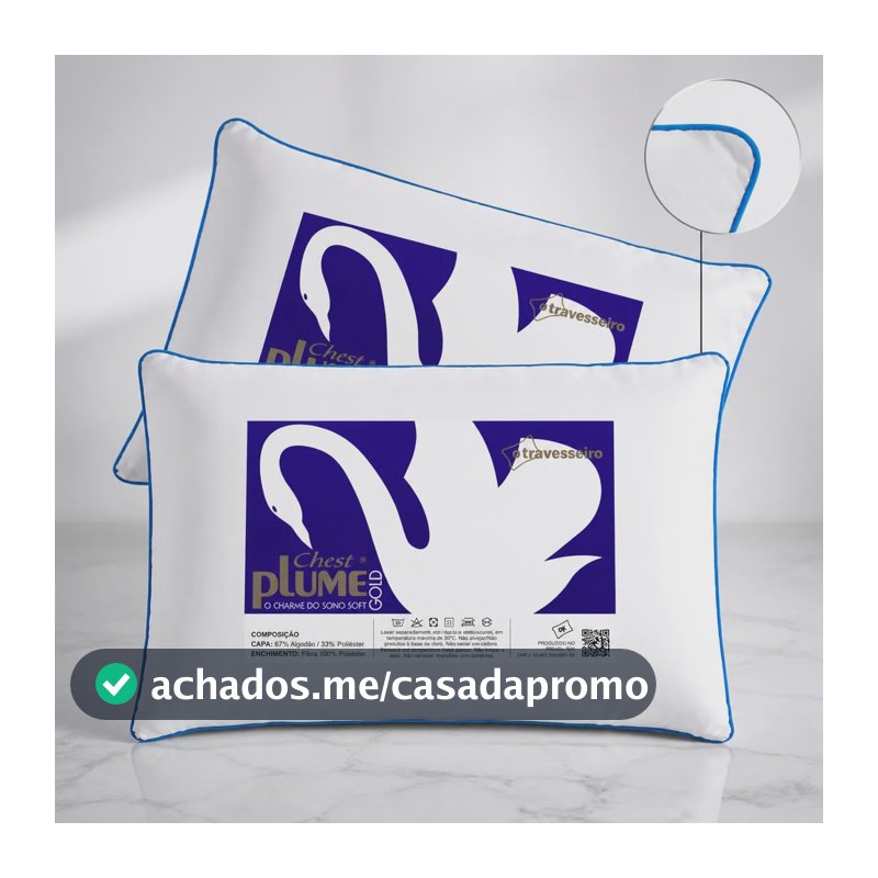 Kit 2 Travesseiros Hotel Toque De Pluma Percal 180 Fios Luxo Branco