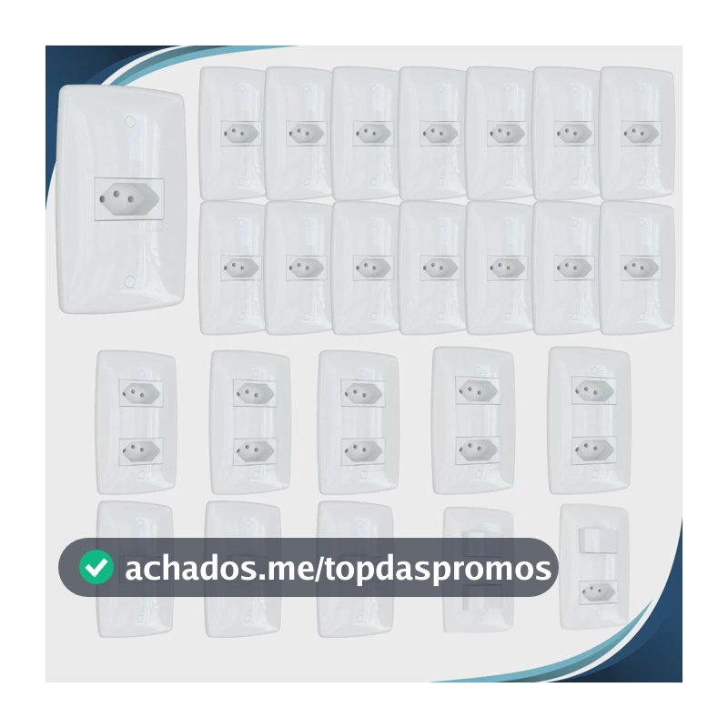 Kit 25 Peças Tomadas Interruptores Blux Finesse + Branco