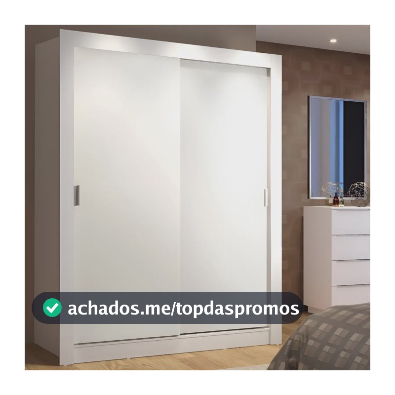 Guarda-roupa Solteiro Madesa Denver 2 Portas Correr Cor Branco 10946E