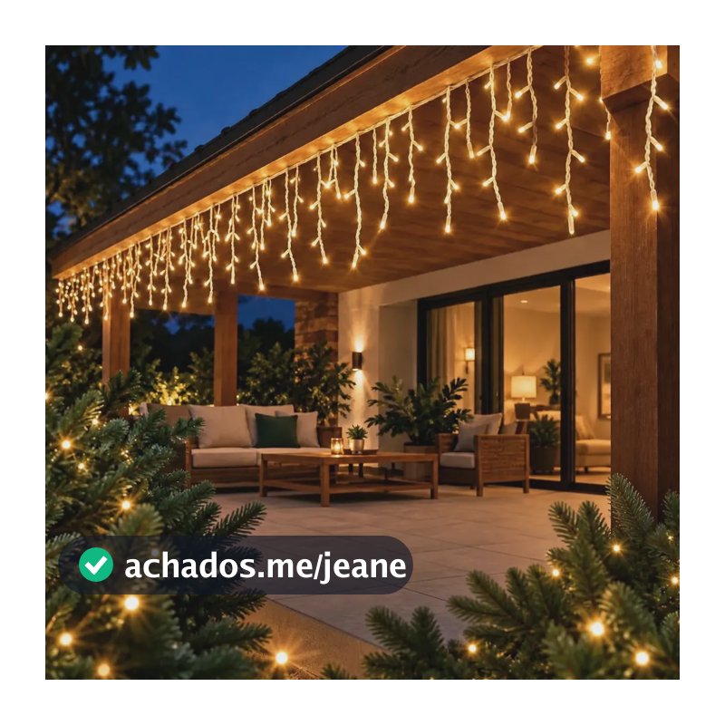 Cascata 400 Leds Branco Quente Fixa 8 Funções 110v 220v 10m Branco Quente 127v 8 Funções