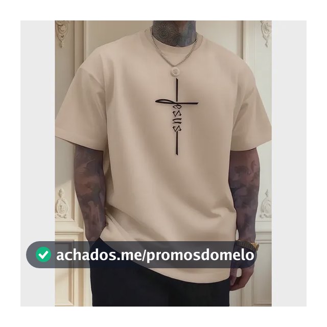 Camiseta Masculina Básica Cruz De Jesus  Algodão Camisa Top
