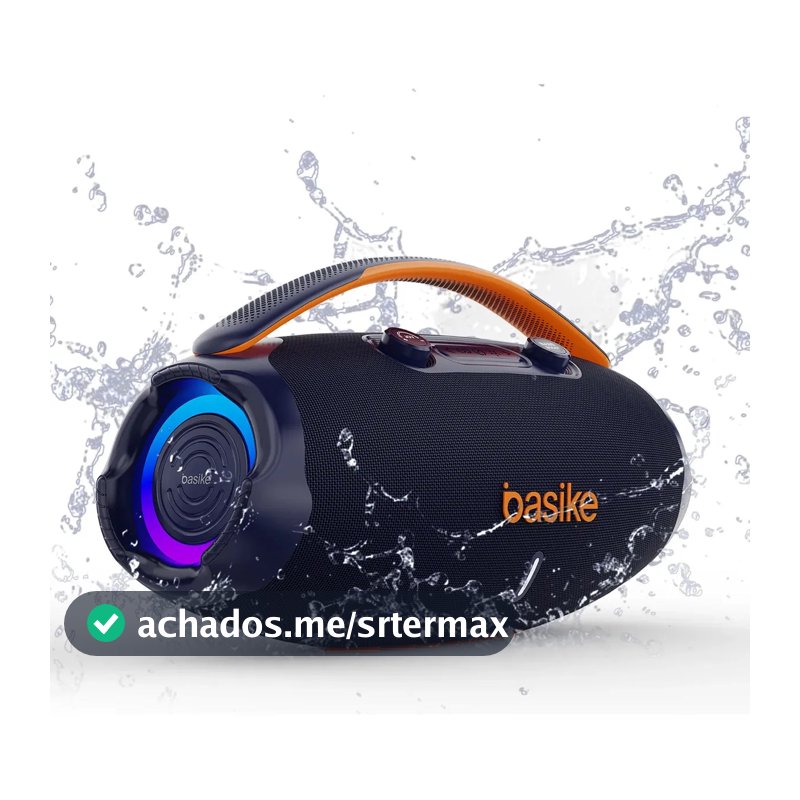 Caixa De Som Basike Ba-RAD207 Edição 80W Rádio FM Bluetooth 5.3 TWS RGB Bass Boost 9000mAh Azul