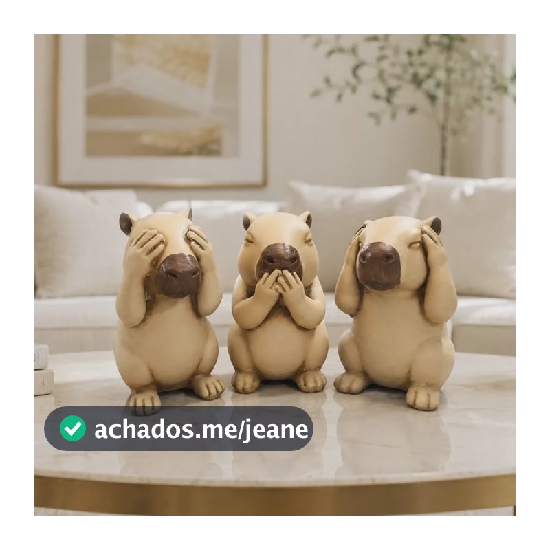 Kit Trio Capivara Sabedoria Não Vejo Não Ouço E Não Escuto Marrom