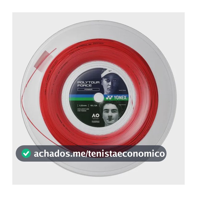 Rolo Corda Yonex Polytour Force 1.25 200m 125 Cm Vermelho