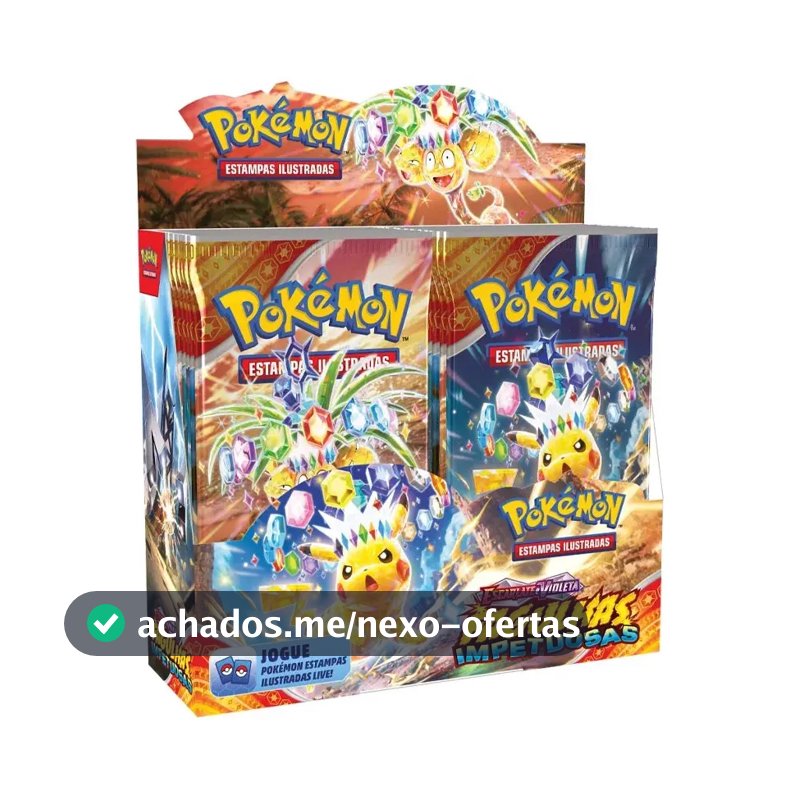 Display Booster Box com 36 Pacotes Pokémon TCG Fagulhas Impetuosas De Cartas Copag Escarlate e Violeta