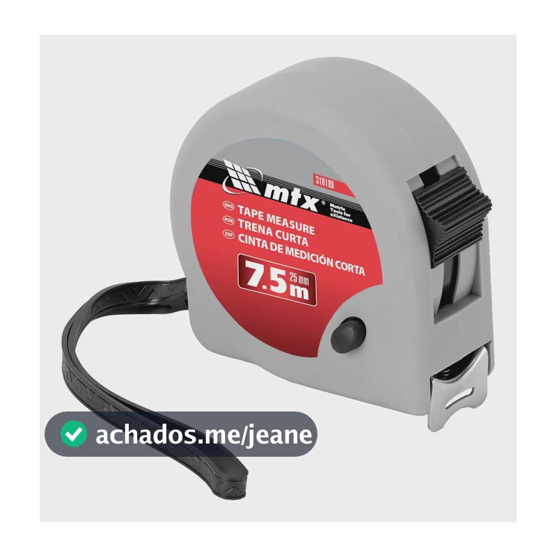 Trena Curta 7,5 M, 25mm, Estojo Em Plastico, 1 Pc // Mtx