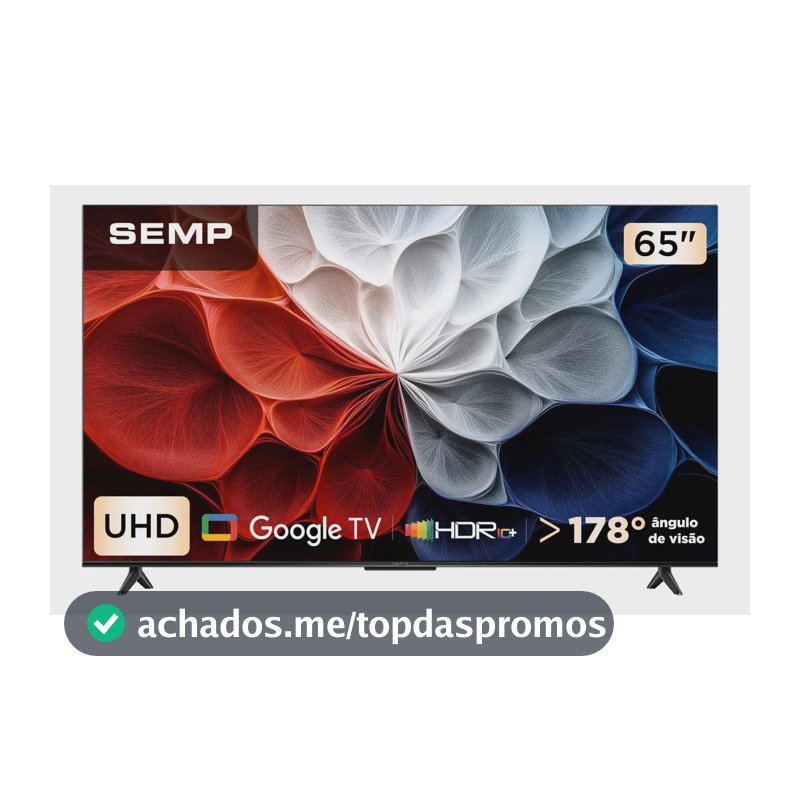 Smart Tv Semp 65 Polegadas Led Hva 4k S62 Wifi Bluetooth Google Tv 3 Hdmi Hdr10+ Dolby Audio 65s62