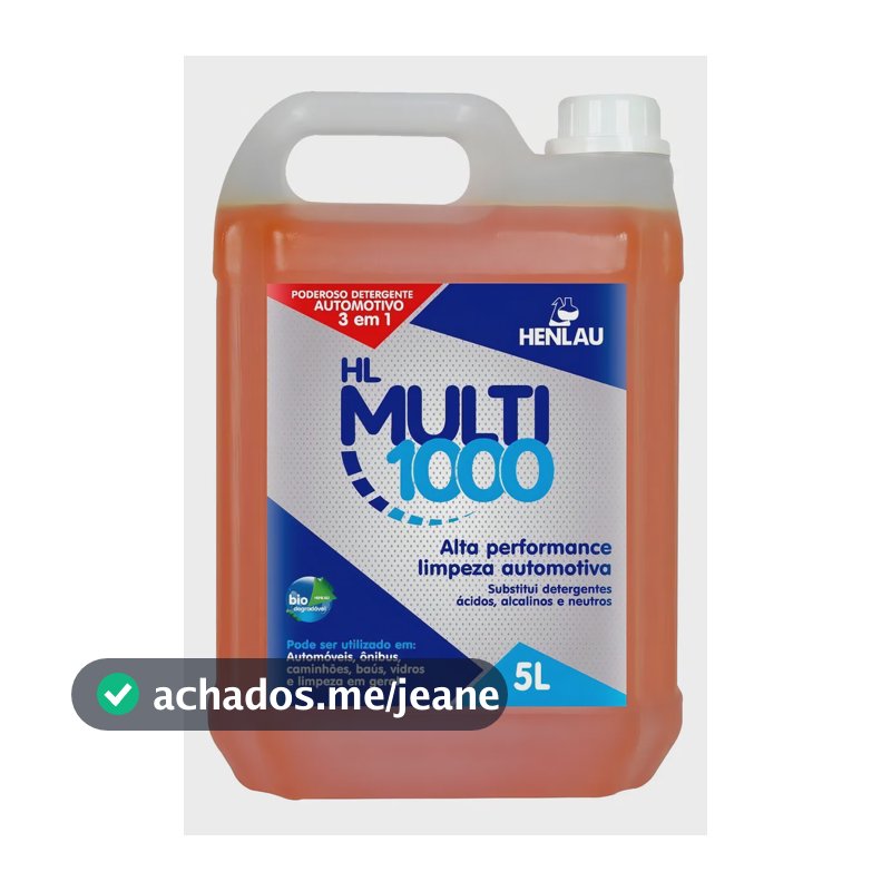 Henlau Mult1000 Galão 5L Detergente Biodegradável Universal Concentrado 3 em 1 Substitui Ácidos Alcalinos e Neutro