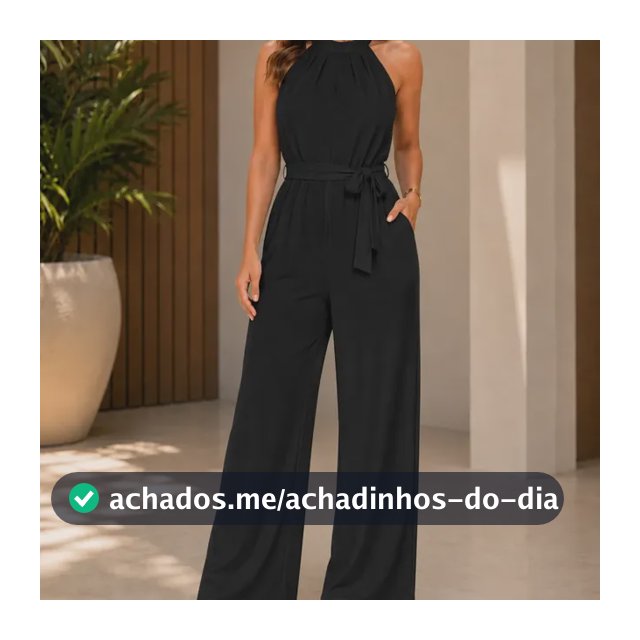 Macacão Calca Regata Feminina Pantalona Longo Duna Com Bolso