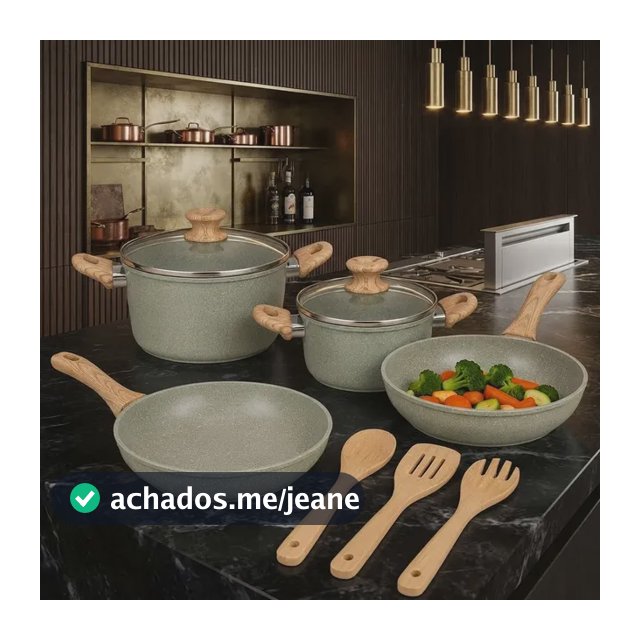 Jogo 4 Panelas Antiaderente E 3 Utensílios Cozinha - Cinza