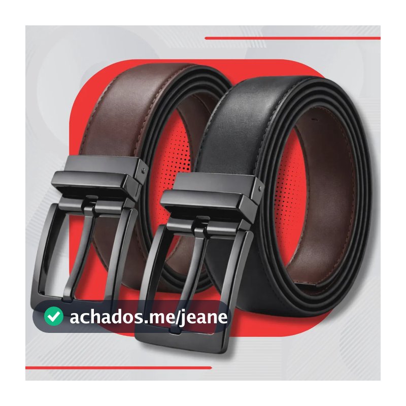 Cinto Duplo Masculino Couro Dupla Face 2 Em 1 Preto Marrom Social 120CM