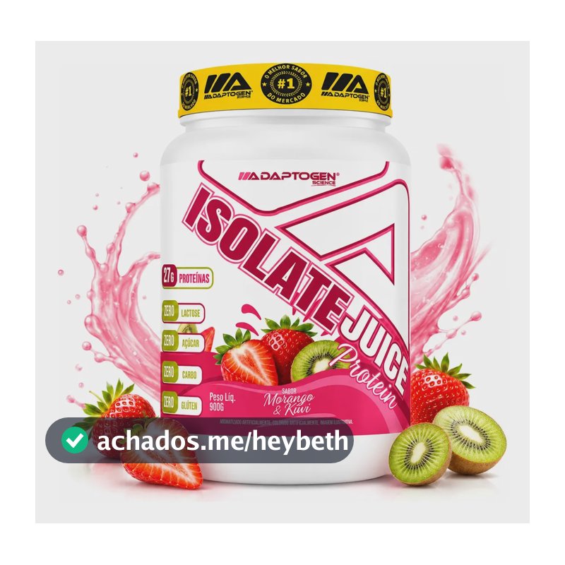 Proteína Adaptogen Isolate Juice em pó sabor Morango kiwi x 900g