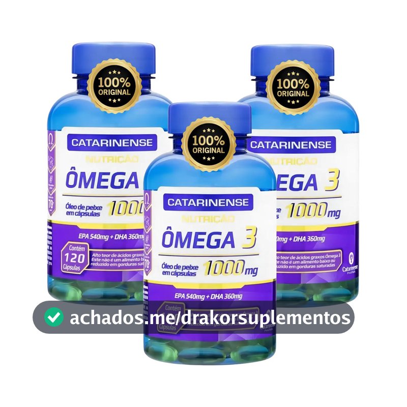 Suplemento Nutricional Ômega 3 Catarinense EPA DHA Sem Sabor 3 Potes