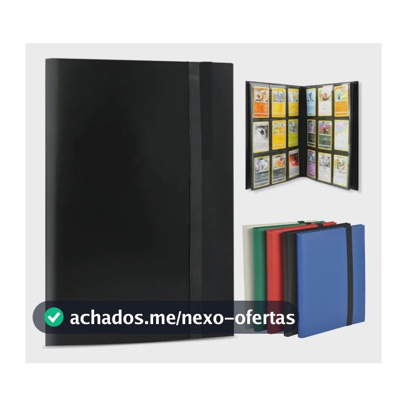 Fichário Álbum Para Cartas Pokémon 360 Slots Pasta Mgg Preto