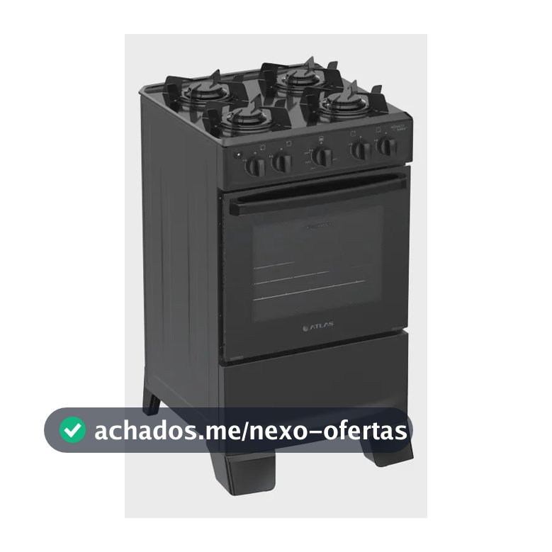 Fogão 4 Bocas Atlas Mônaco Lustro Automático Mesa De Aço Esmaltado Preto