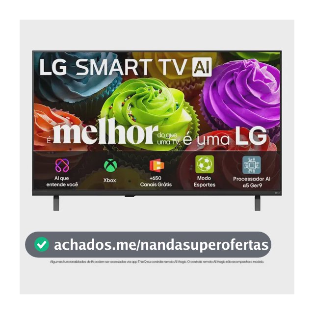 Smart TV HD 32" LG LB650 AI 2026 Processador α5 Ger9 HDR10 Xbox Bluetooth Wi-Fi AI Search Google Gemini Canais Grátis webOS 26 - 32LB650BPSA