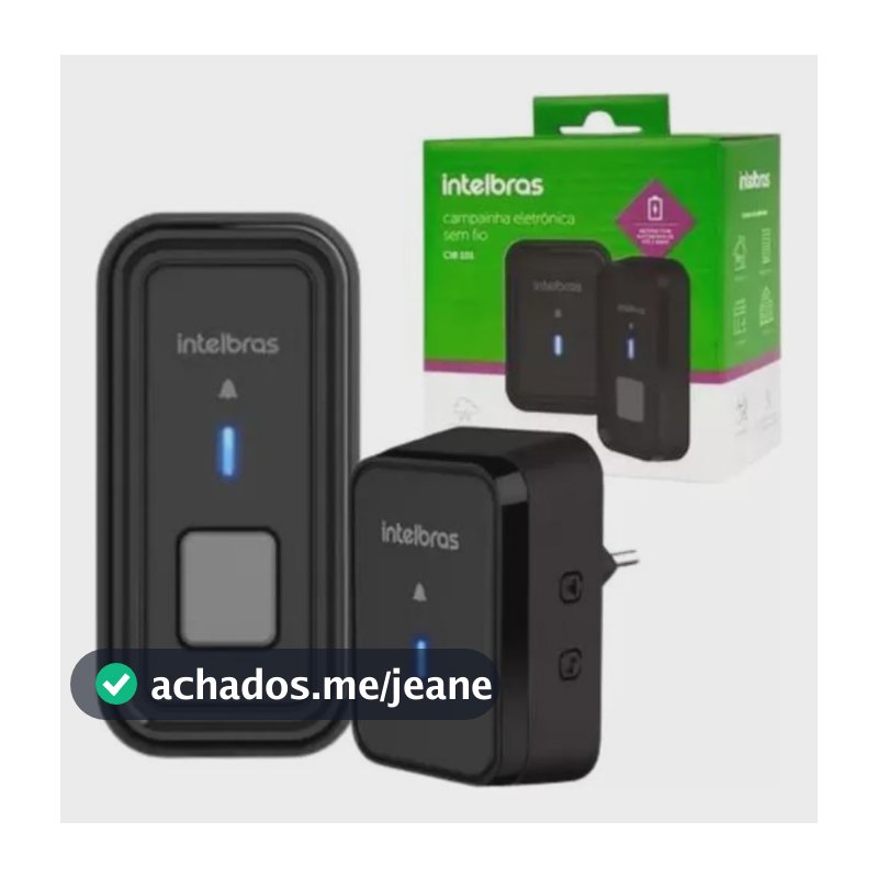 Campainha Sem Fio Cib 101 Intelbras Alcance Até 100 Metros Cor Preto