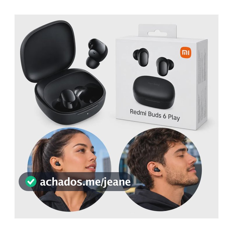 Fone de ouvido Bluetooth Xiaomi Redmi Buds 6 Play Original Preto