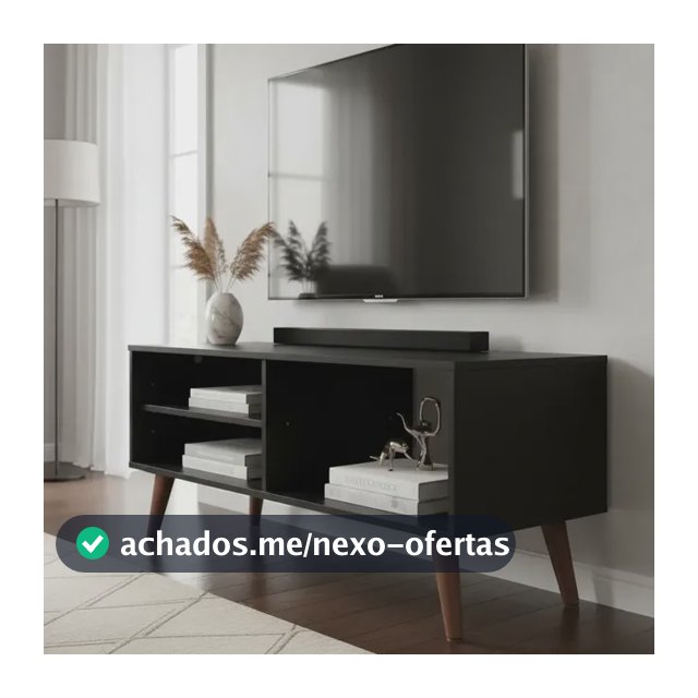 Rack Hack 90cm Tv Até 50 Polegadas Sala Apoio Aparador Pequeno Bancada Prateleira Nicho Estante Canto Chão Pé Retro Vintage Horizontal Compacto Médio Moderno Quarto Móvel Home Televisão Decoração MDP