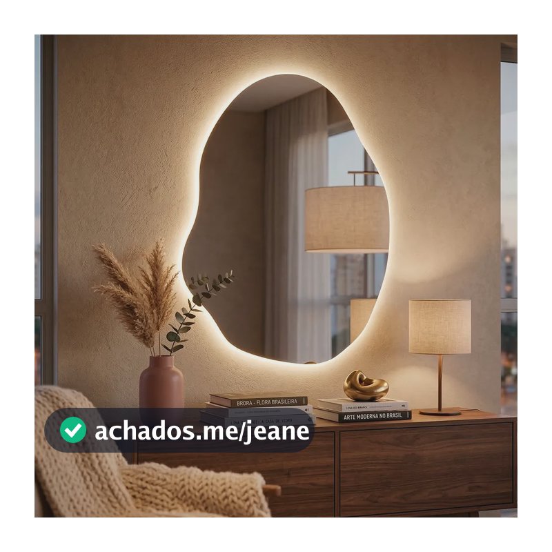 Espelho Com Led Mod Rubi 110x60 Espelho Decorativo Para Sala Led Quente