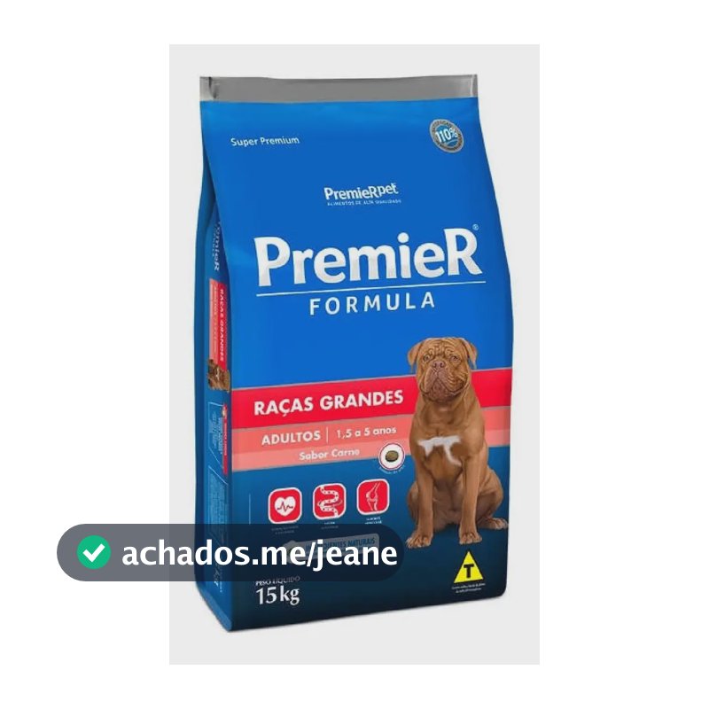 Ração Formula Adulto Raças Grandes Sabor Carne 15kg Premier
