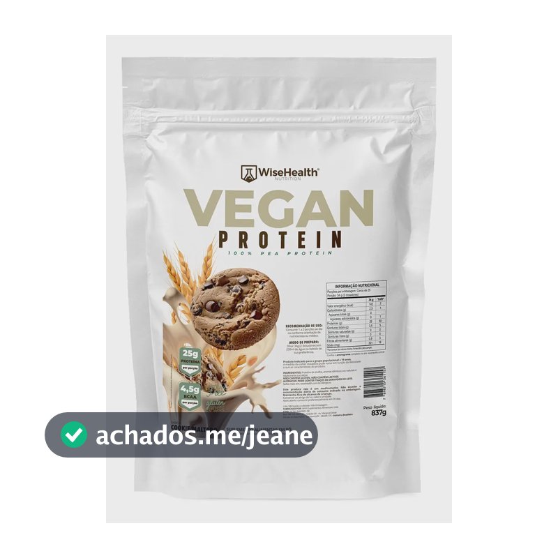 Proteína Vegana Ervilha 837g Sabor Cookie Maltado WiseHealth