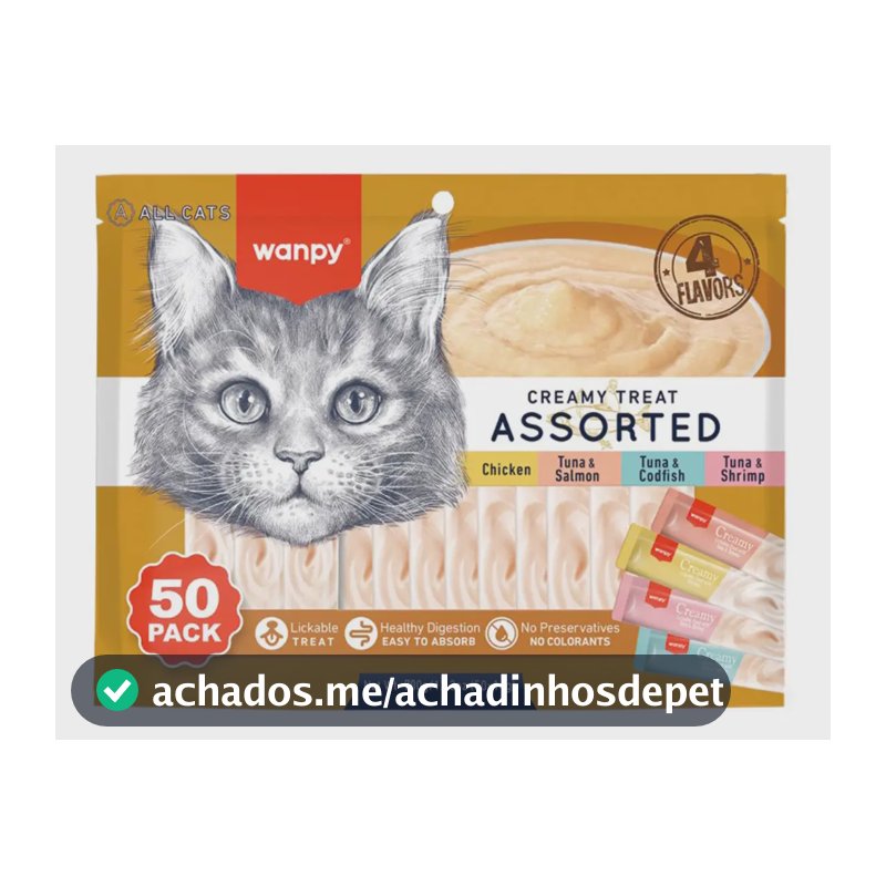 Petisco Gatos Wanpy Truly Creamy Sabores Variados Com 50un 50 Uni Sortido