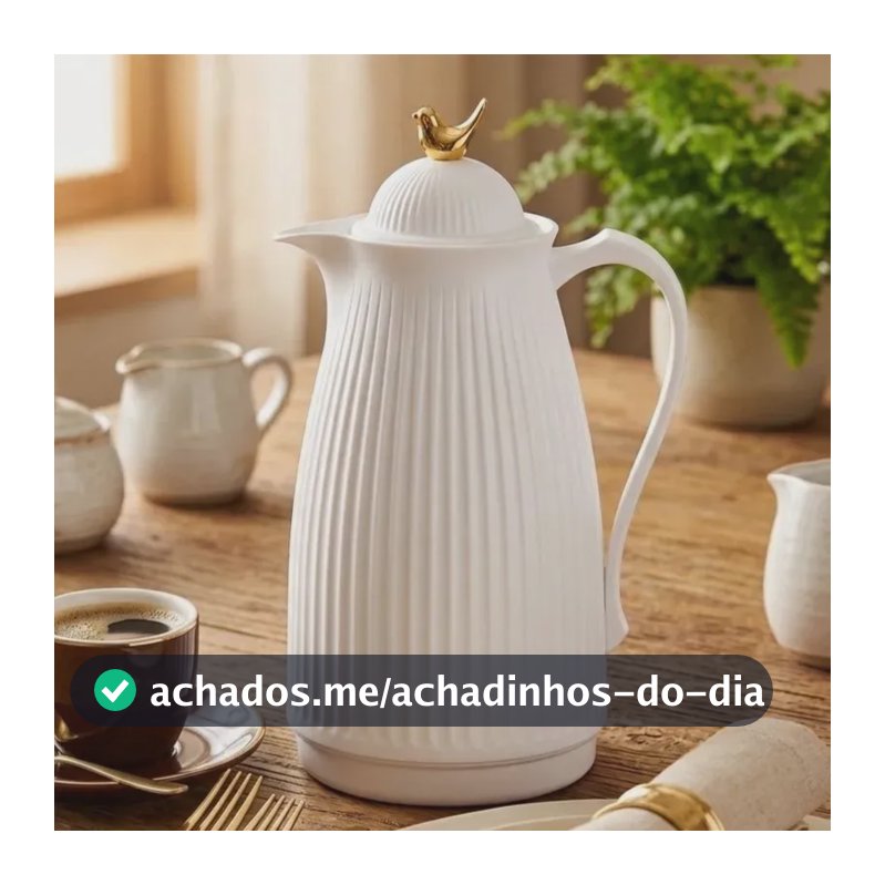 Garrafa Térmica De Café Laradore Bird - Branca E Dourada 1l Branca