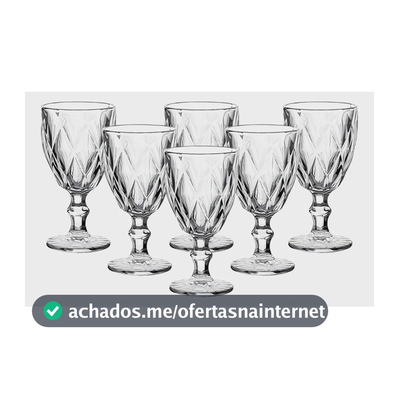 Jogo De Taças De Vidro Diamante Com 6 Peças De 340 Ml Linha Premium
