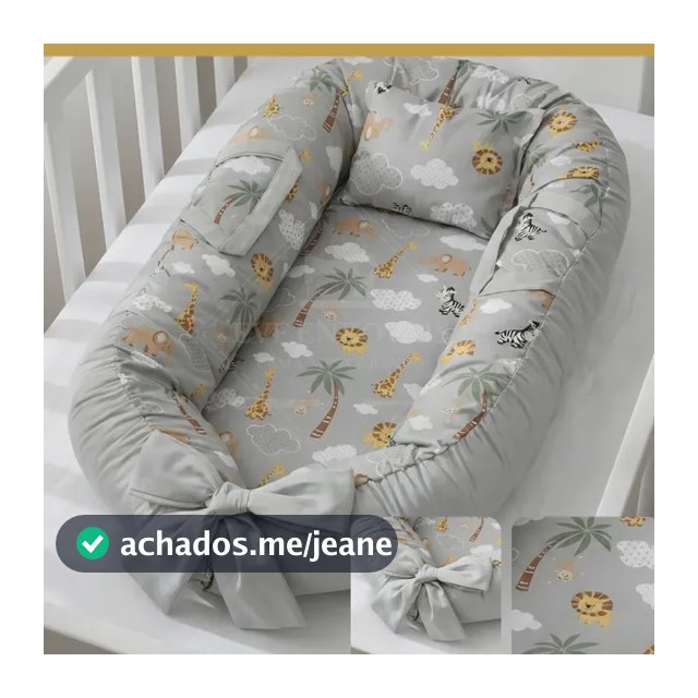 Ninho Redutor Para Bebê Recém-nascido Maternidade Super Macia Conforto E Proteção - Safari Cinza