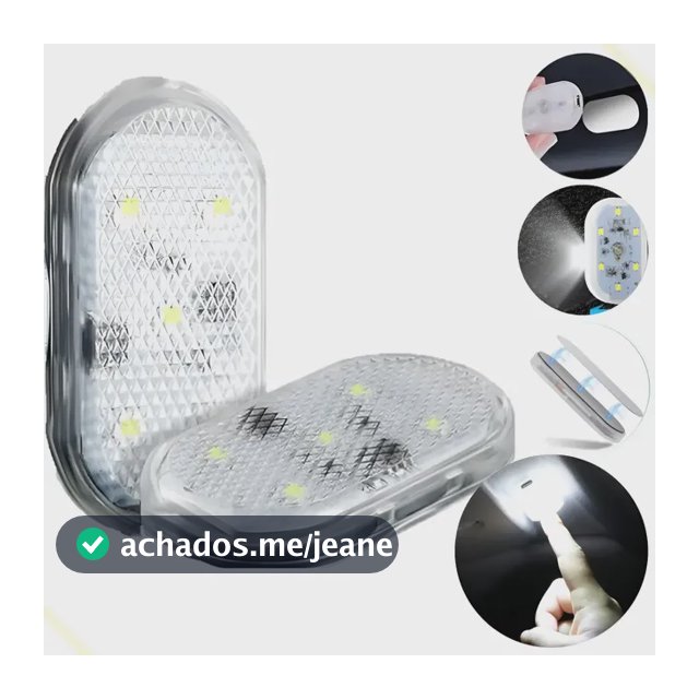 Luz Led Interior Carro Recarregável Toque Branca Rgb P/ Teto
