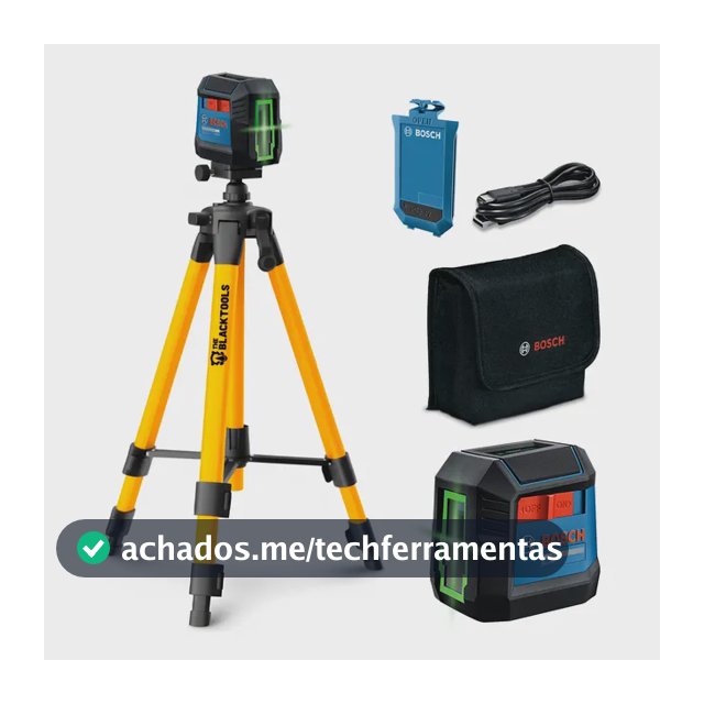 Kit Bosch Nível A Laser Verde Esquadro + Tripé Multiuso