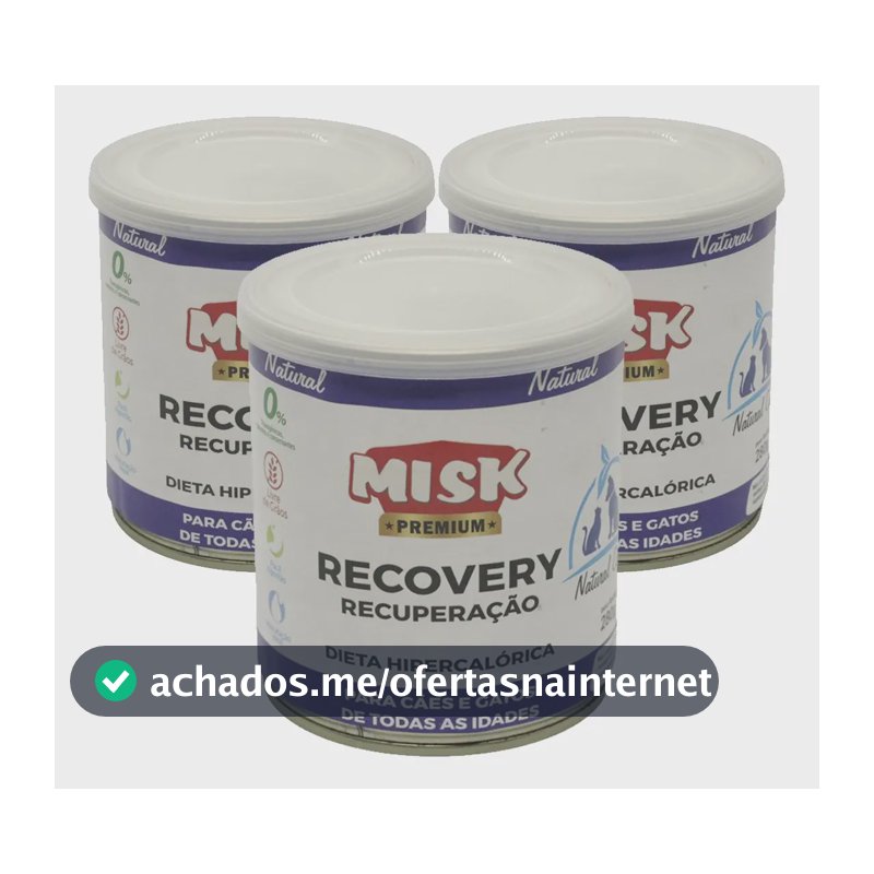 Kit 3 Ração Úmida Misk Recovery Cães Gatos Recuperação 280g
