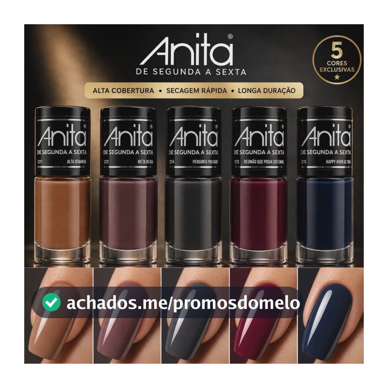 Kit 5 Esmalte Anita Nova Coleção De Segunda A Sexta Marrom Azul Nude Cinza