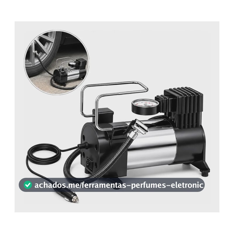 Compressor de Ar Portátil 35L/Min para Automóveis e Bicicletas Carro Moto Pneus