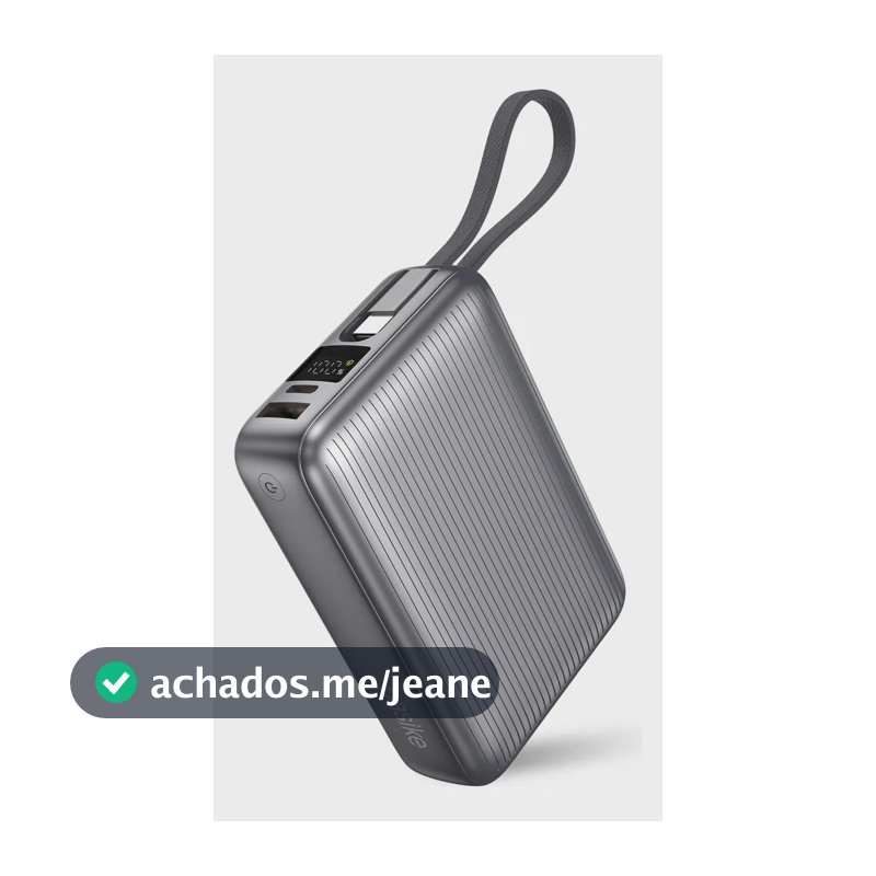 Basike Power Bank 20.000mah Rápido Portátil 45w Rápido Com Display Cor Branco Power 3-saídas Com Cabo Embutido Usb-c Para Samsung iPhone Xiaomi Motorola Celular Tablet Macbook B203/B202