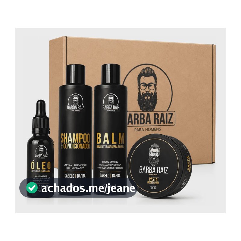 Kit Barba Óleo Shampoo + Condicionador Balm Pasta Modeladora