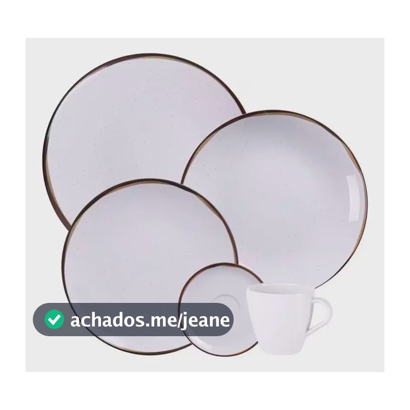 Aparelho De Jantar 20 Peças Tramontina Canyon Em Porcelana Branco Com Marrom