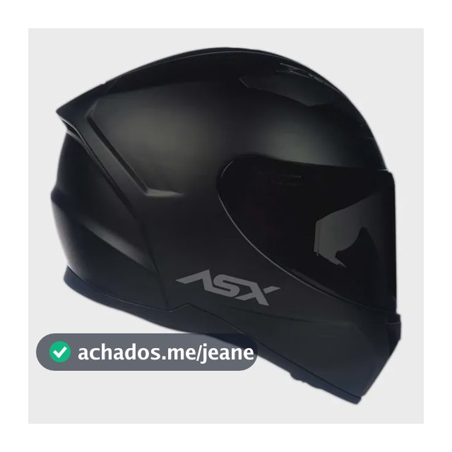 Capacete Fechado Asx City Solid Preto Fosco + Viseira Fumê Preto Sólido Fosco 57/58
