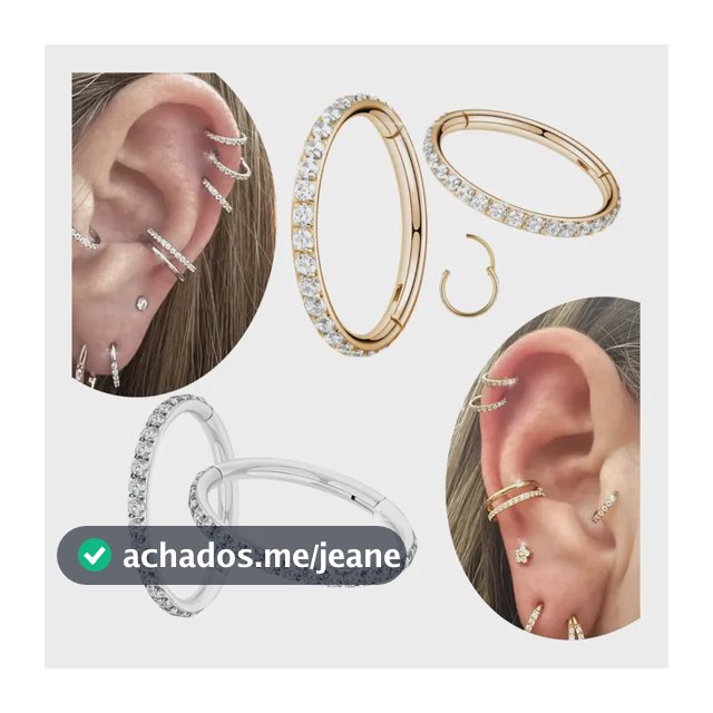 Piercing Titânio Antialérgico Argola Click Cravejada 6-12mm